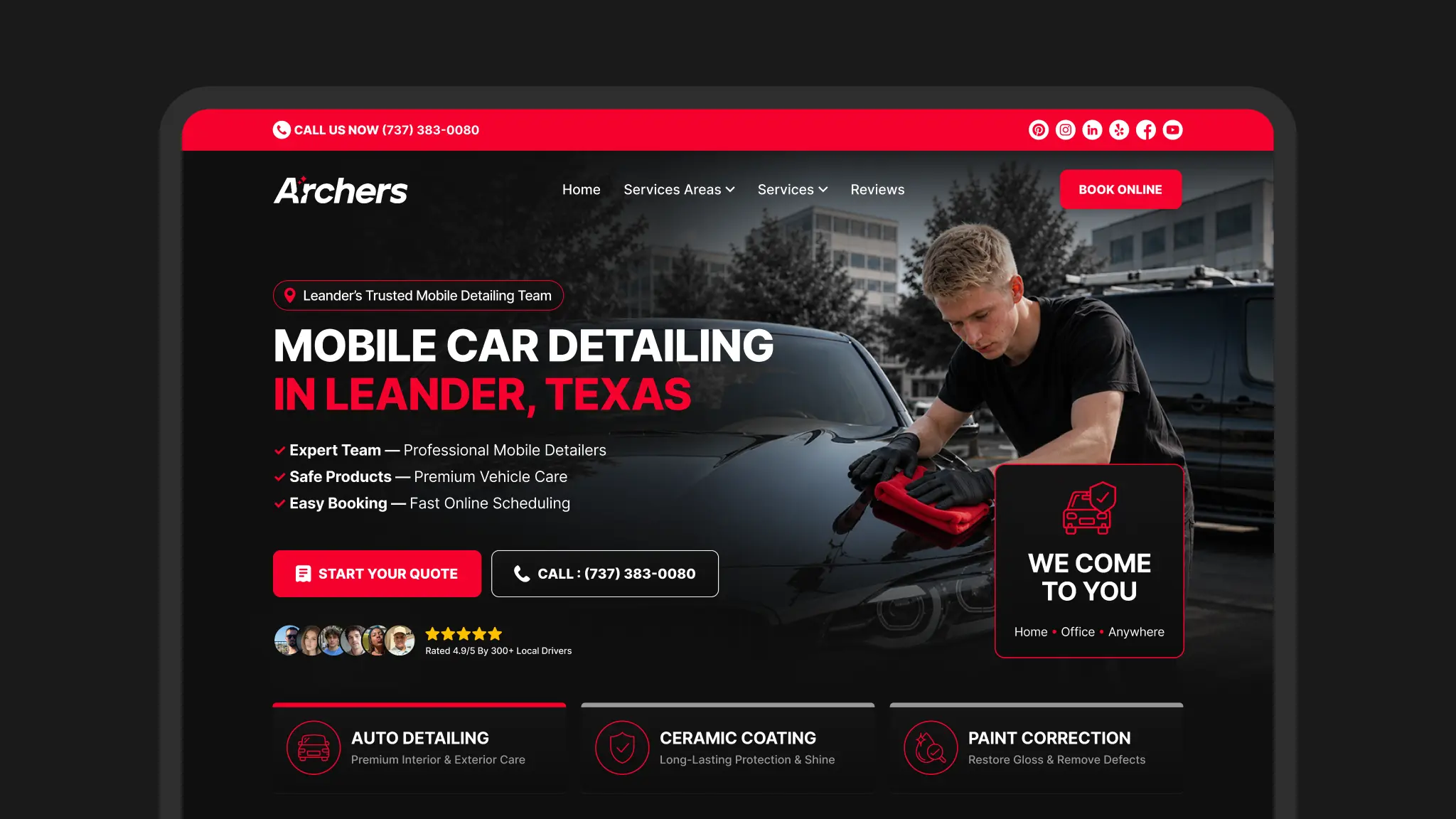 Archers Auto Detailing website design by Haxan