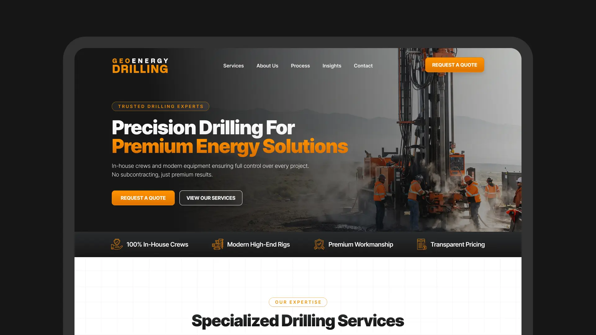 Precision Drilling website design by Haxan